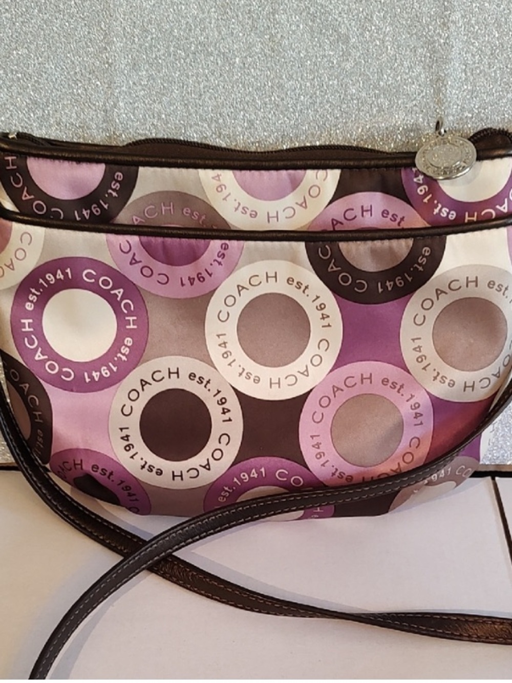 Coach Signature Circle Crossbody Satin Bag